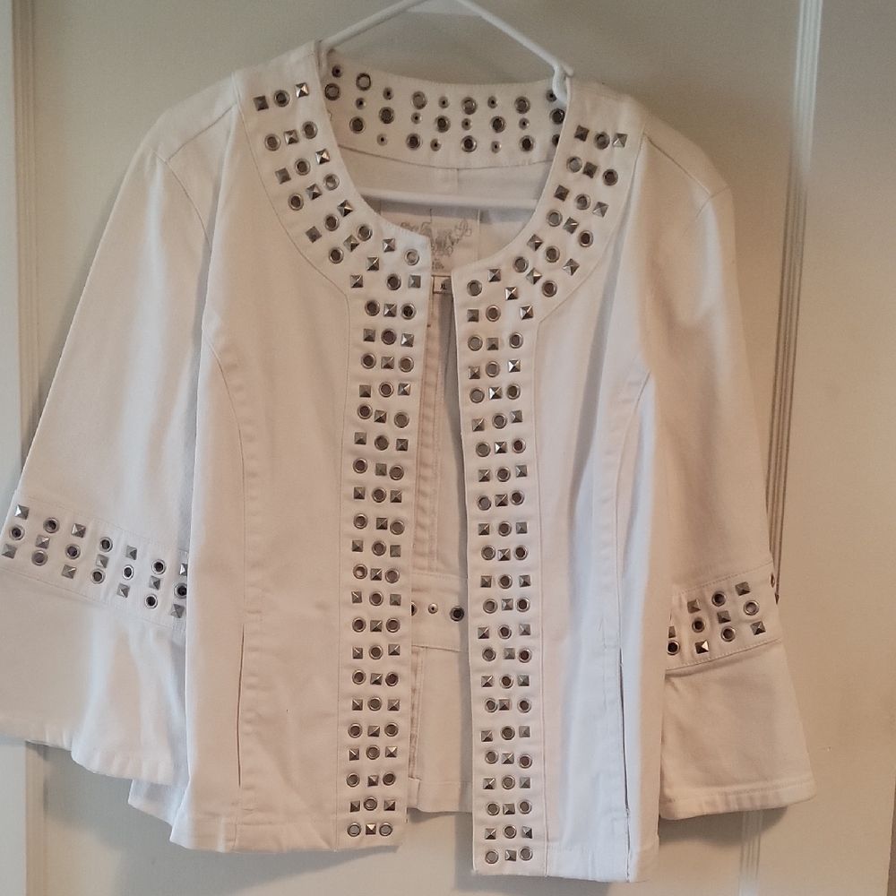 Live a Little White Studded Blazer